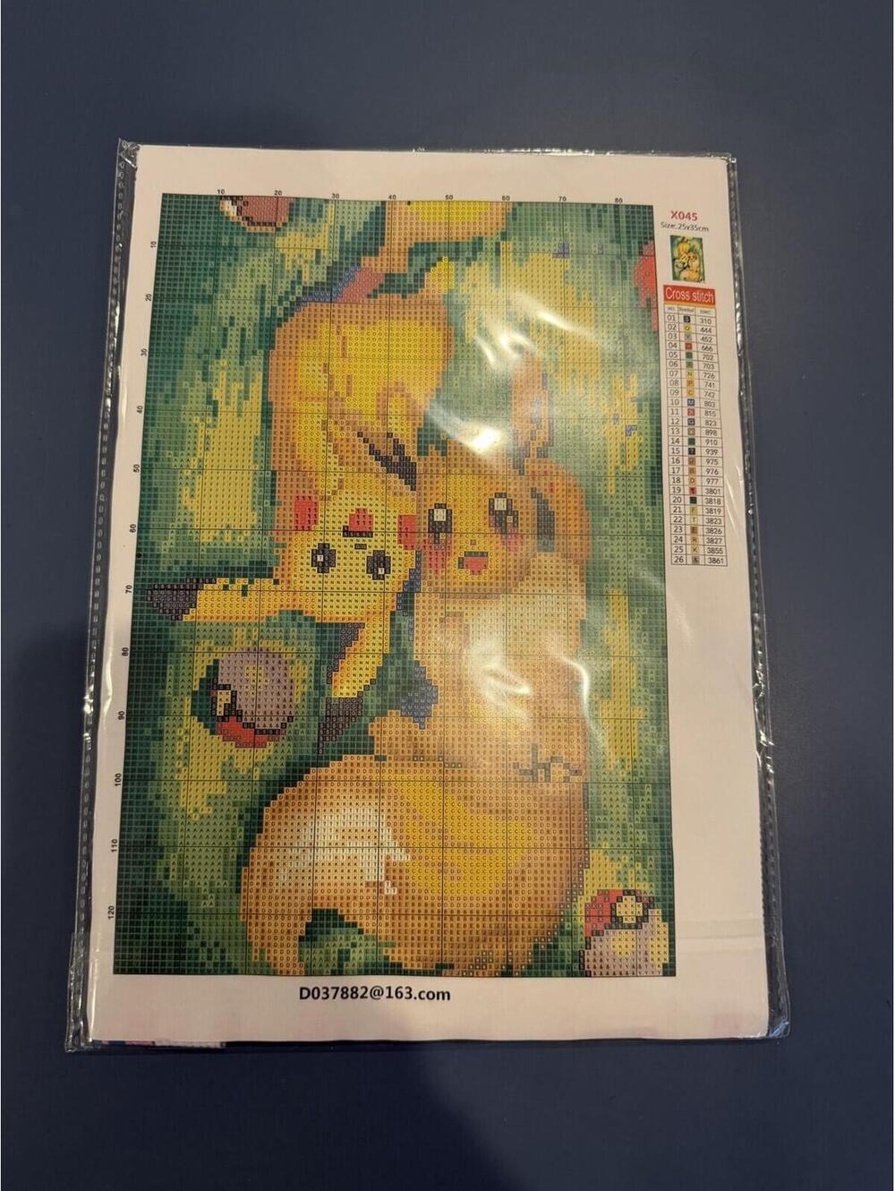 Cross Stitch Kit Stamped/Printed Pokémon Pikachu & Eevee New Sealed